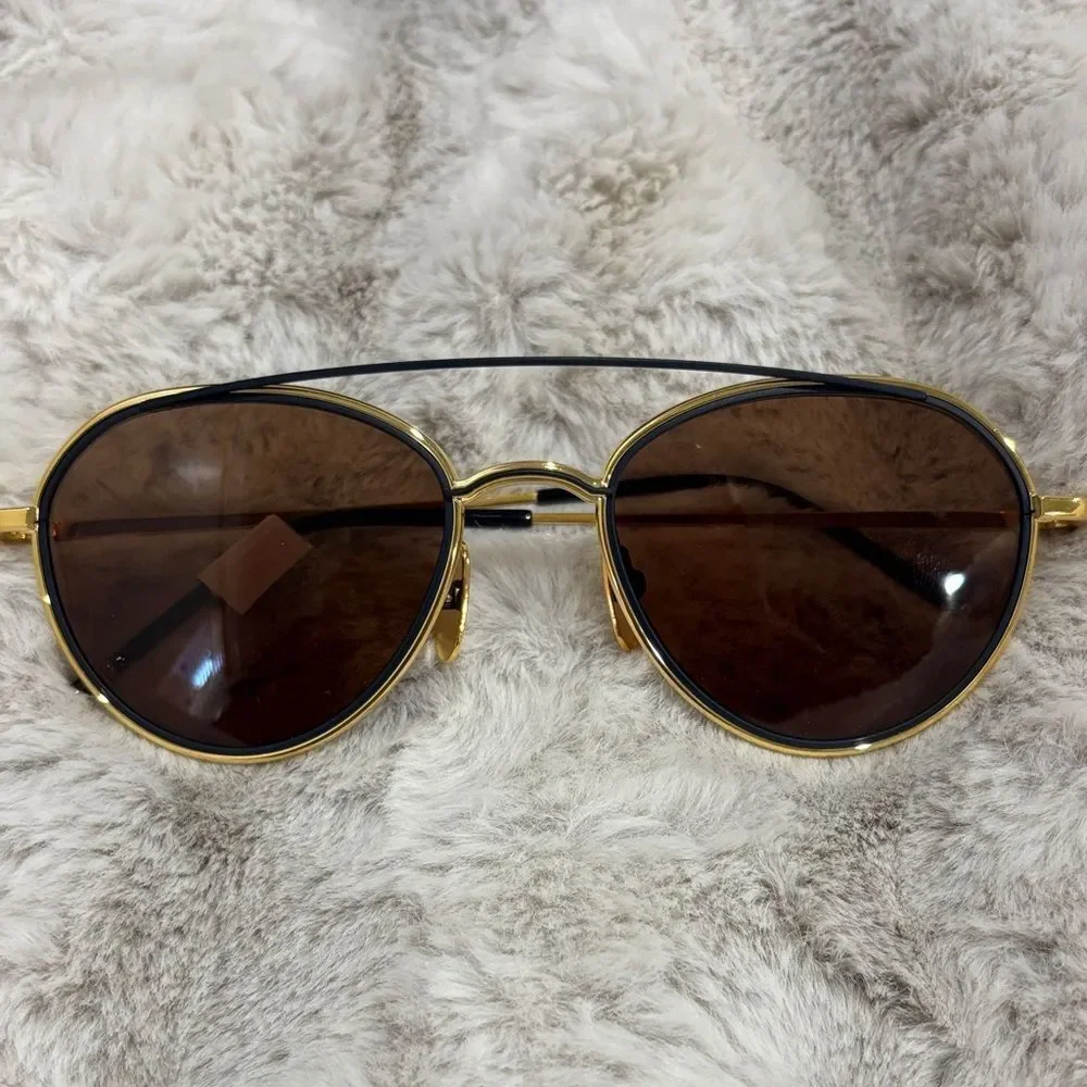 Thom Browne Oval Sunglasses TB109 CTGLDNVY Gold/Black 53mm. Unisex